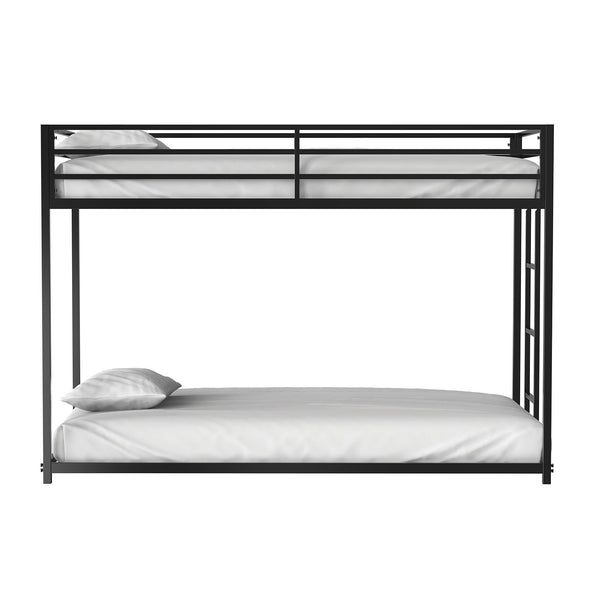 English Elm Contemporary Twin-Over-Full Metal Bunk Bed with Attached Ladder, Durable Industrial Frame, Guest-Ready Design Matte Black 83 L x 15 W x 6 H B2741P391247