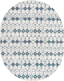 Unique Loom Outdoor Trellis Cardak Machine Made Geometric Rug Ivory and Blue, Navy Blue/Gray/Green 7' 10" x 10' 0"