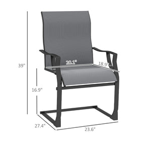 English Elm Outdoor Mesh Patio Dining Chairs Set of 2 with C-spring Rocking Motion Gray Frame T3971P444906