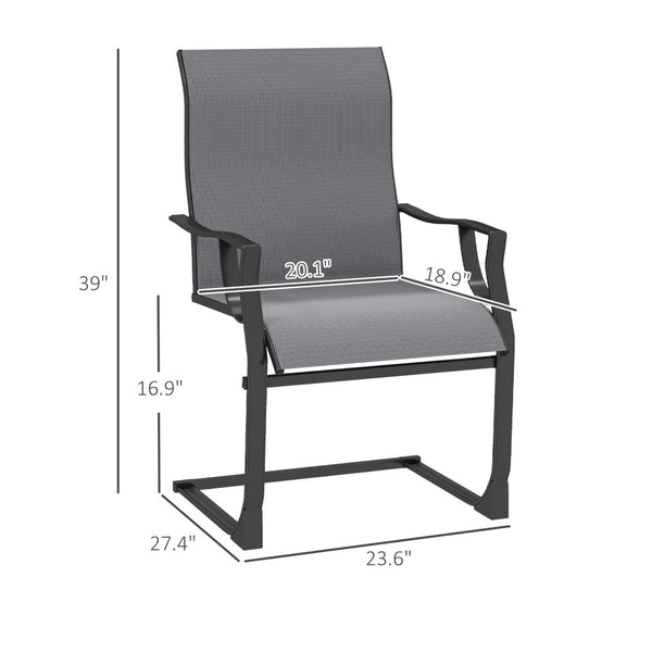 English Elm Outdoor Mesh Patio Dining Chairs Set of 2 with C-spring Rocking Motion Gray Frame T3971P444906