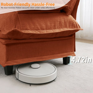 English Elm 138" U-shaped Chenille Cloud Sectional with Ottomans Deep Seat Modular Living Room Sofa Orange W714S01742