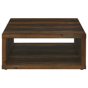 English Elm Flint Dark Pine Square Coffee Table — Minimalist Cubic Design, Durable Melamine Finish, Scratch-Resistant élégance B062P299836