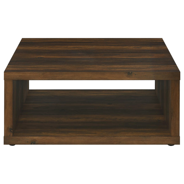 English Elm Flint Dark Pine Square Coffee Table — Minimalist Cubic Design, Durable Melamine Finish, Scratch-Resistant élégance B062P299836