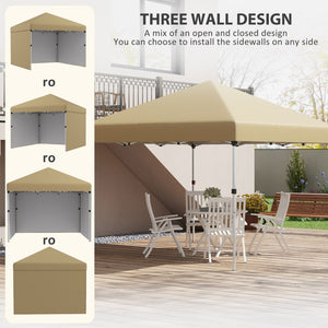 English Elm Outsunny 10' X 10' Instant Pop Up Canopy Tent With 3 Sidewalls, Adjustable Height & Carry Bag W2225P174242-GIGA
