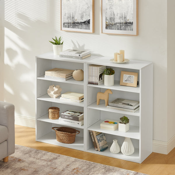 English Elm CD MDF 8-Tier Media Cabinet with Adjustable Shelves, 71" Tall Sturdy Storage for Home Office Display and Organization White W2972P333111