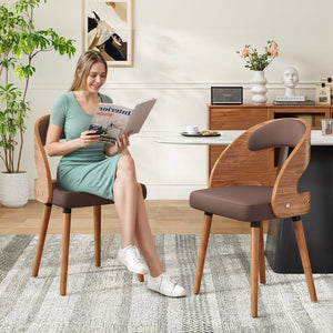 English Elm Swivel Counter Stools Set of 2 Rattan Back Pu Seat Mid Century Wood Frame Kitchen Dark Brown T3623P433540