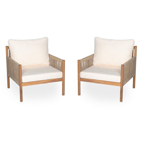 English Elm Christopher Knight Home® - [Set Of 2] Modern Outdoor Woven Lounge Chairs With Solid Wood Frame & Weather-Resistant Cushions N767P255038T_2