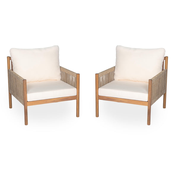 English Elm Christopher Knight Home® - [Set Of 2] Modern Outdoor Woven Lounge Chairs With Solid Wood Frame & Weather-Resistant Cushions N767P255038T_2