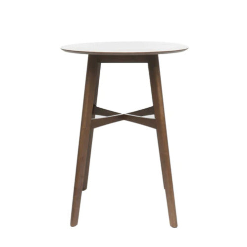 English Elm Christopher Knight Home® - Mid-Century Round Wooden Bar Table with Tapered Legs, Sturdy Rubberwood Build for Stylish Dining (98) Natural Walnut N780P244910W