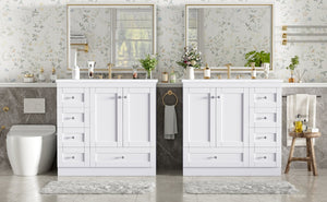 English Elm 72-inch Shaker Double Bathroom Vanity with Resin Basin and Soft Close Storage N729P000030K