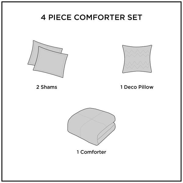 English Elm 4-piece King Sherpa Reverse Comforter Set with Hypoallergenic Fill for Bold Bedrooms B035P408272