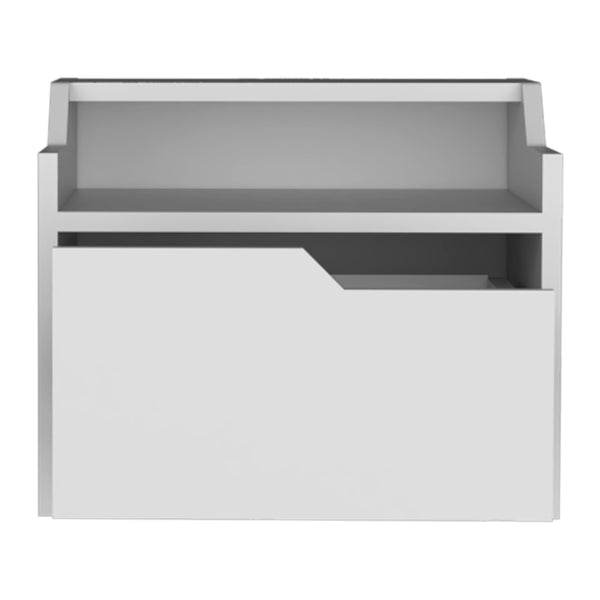 English Elm Winchester Floating Nightstand with Dual-Tier Surface, Spacious Drawer, Wall-Mount Modern Storage White 18 L x 17 W x 5 H B097P199739