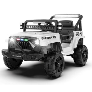 English Elm 12v Kids Electric Ride on Truck with Parental Remote Four Wheel Suspension and Led Lights White W1578P187457