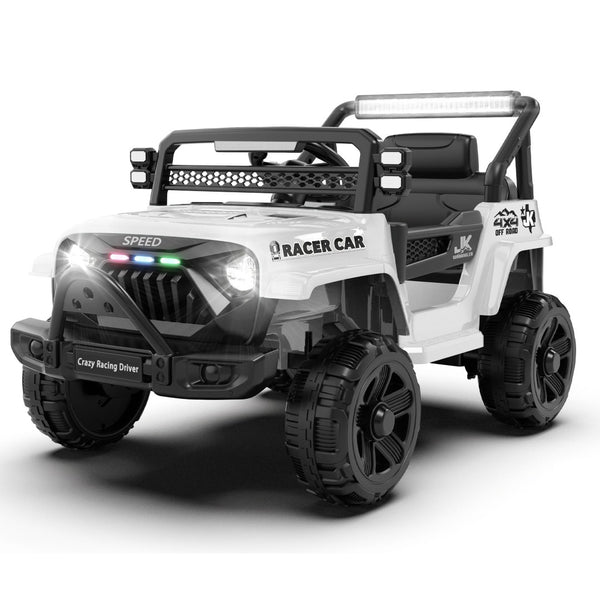 English Elm 12v Kids Electric Ride on Truck with Parental Remote Four Wheel Suspension and Led Lights White W1578P187457
