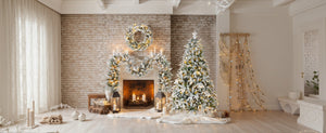 English Elm Christmas Snow Flocked Wreath Set with 9ft Garland & 6ft Tree, Warm LED Lights, 3-Piece Indoor Decor (100) PX283313AAW