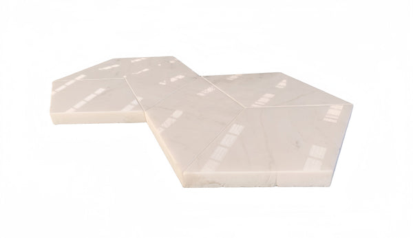 English Elm Hexagon Marble Tile: Snow Mountain White Natural Stone For Luxurious Walls & Floors, 12 Pcs Box W1696P262341