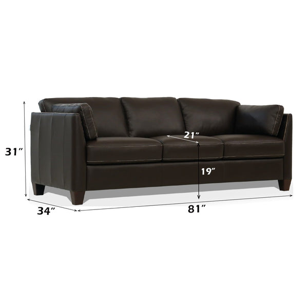 English Elm Matias Top Grain Leather Sofa with Walnut Legs and Structured Foam Seat Cushions B2726P498541
