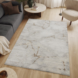 English Elm Geometrix Gray 5'3" X 7'3" Area Rug - Soft, Durable, Modern Geometric Design For High-Traffic Spaces B186P316820