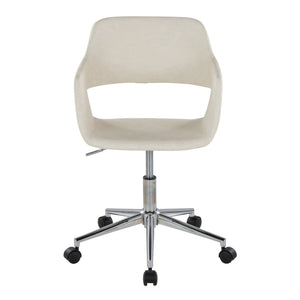 English Elm Margarite Contemporary Task Chair - Chrome Metal & Cream Faux Leather For Modern Workspaces Comfort B202P223921