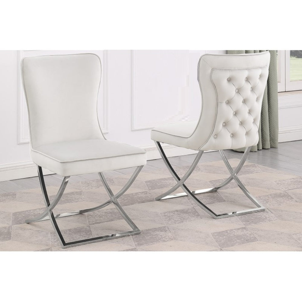 English Elm Modern Tufted Velvet Dining Chairs Glam Button Back Chrome Legs Set of Two B011P446648