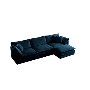 English Elm Free Combination Comfy Modular Oversized Blue Chenille L-Shaped Sectional Sofa With Reversible Ottoman W714S00317