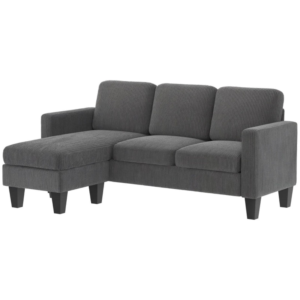 English Elm Conversation Corduroy L-shaped Sectional Sofa Nordic Low-profile Living Room Couch T3971S00115