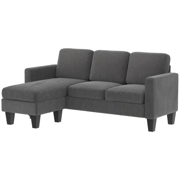 English Elm Conversation Corduroy L-shaped Sectional Sofa Nordic Low-profile Living Room Couch T3971S00115