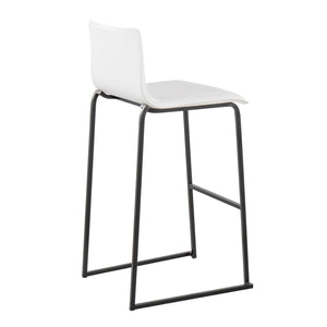 English Elm Mara Contemporary Barstool Set Of 2 In Black Steel & White Faux Leather - Stylish & Durable Seating B202P222236
