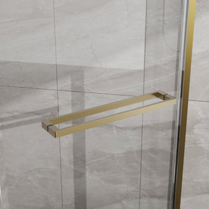 English Elm Goodyo Neo-angle Corner Shower Enclosure Gold Frame Tempered Glass with Acrylic Base W1223S00042