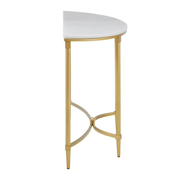 JLA Home Madison Park Signature - Console Round White Marble End Table with Gold-Finish Metal Legs — Luxe Accent for Living Rooms, Entryways MPS120-0125