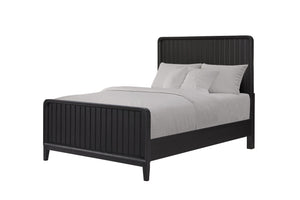 English Elm Twin Bed Peppercorn Finish Solid Wood & MDF Twin Frame with Vertical Panel Headboard, Modern Rounded Edges and Durable Elm Veneer Craftsmanship Black 44.75 L x 29.75 W x 5 H B2699S00105