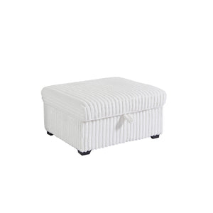 English Elm Living Square Tufted Oversized Accent Ottoman with Storage Box, 36.5x31x11 Altay Velvet White, Stylish Comfort W1708P291243