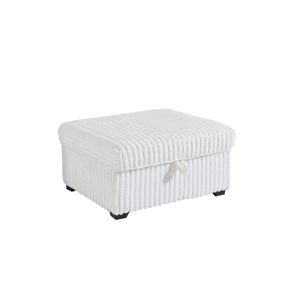 English Elm Living Square Tufted Oversized Accent Ottoman with Storage Box, 36.5x31x11 Altay Velvet White, Stylish Comfort W1708P291243