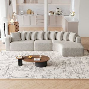 English Elm 131.1-inch Chenille Cloud Sectional Curved Modular Sofa with Memory Foam and 10 Pillows W3505S00011
