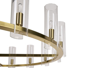 Sunpan CLARABELLE Chandelier - Large Brass Fixture with Clear Glass Shades for Timeless Elegance & Style 107928