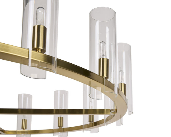 Sunpan CLARABELLE Chandelier - Large Brass Fixture with Clear Glass Shades for Timeless Elegance & Style 107928
