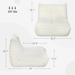 English Elm Bean Bag Floor Sofa Teddy Fleece Channel Tufted Foam Seat for Gaming Lounge T3971P405927