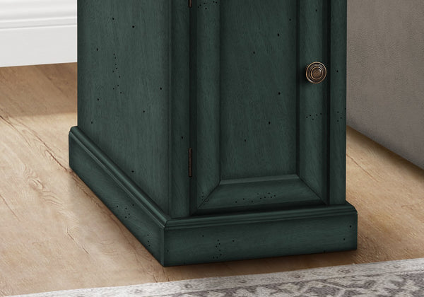 English Elm Accent Table Coastal Antique Blue Veneer Nightstand with Drawer & Cabinet, Solid Wood Accent Piece Blue 25 L x 23 W x 6 H B2710P287046