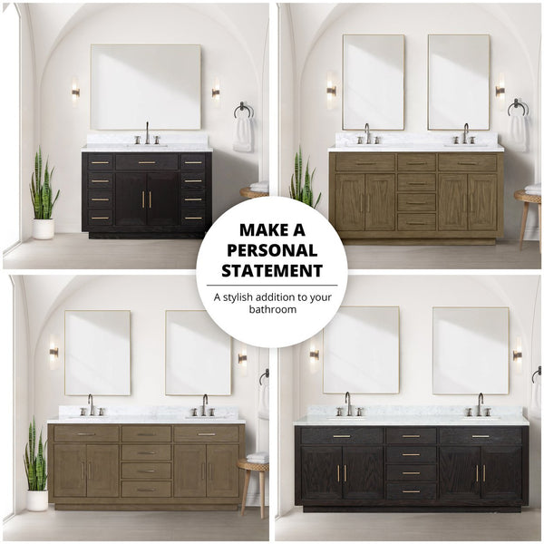 English Elm Black Oak Single Bath Vanity 48" W With Cultured Marble Top, Soft-Close Hardware & Elegant Storage B2731P260822