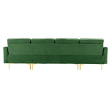 English Elm 110" L-Shape Convertible Sectional Sofa Couch With Movable Ottoman For Living Room, Apartment, Office, Green