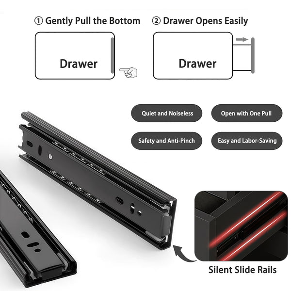 English Elm 6 Drawer Modern Dresser with Concealed Handles, Spacious Top, Durable Wood Storage Cabinet for Bedroom Black W3204P318439
