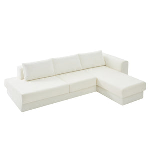 English Elm L-shaped Chenille Sectional Sofa with Deep Modular Seating and Layered Cushion Comfort Beige N763S000090A