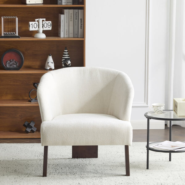 English Elm Christopher Knight Home® - Modern Accent Chair with Curved Round Back and Wooden Legs — Mid-Century Comfort, Compact & Durable Beige N767P266888E