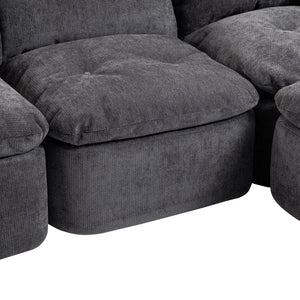 English Elm Modern Chenille Cloud Sectional with Ottoman Deep Sink Modular L Shaped Living Room Sofa Dark Grey W2379S00004