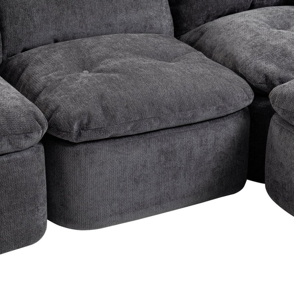 English Elm Modern Chenille Cloud Sectional with Ottoman Deep Sink Modular L Shaped Living Room Sofa Dark Grey W2379S00004