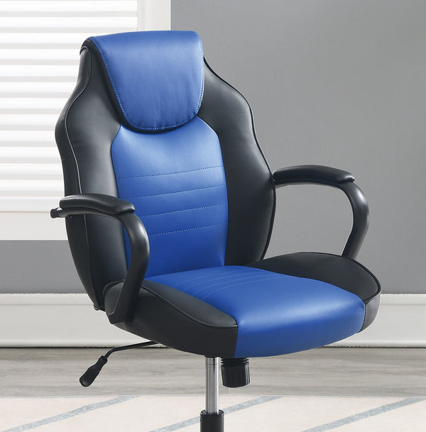 English Elm Gaming Ergonomic Office Chair Blue Black Faux Leather Racing Style Adjustable Height Wheels Padded Arms B011P367182