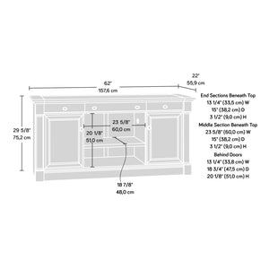 English Elm Credenza, Versatile Brown Storage Solution With Charging Station & Adjustable Shelves For Home Office B356P402650