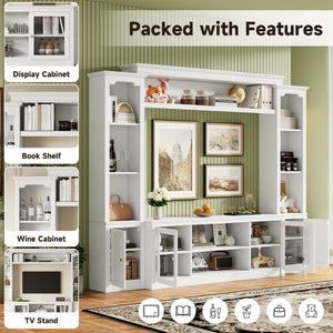English Elm Entertainment Wall Unit with Glass Doors Open Shelving Mdf Living Room Storage White N710S688102K