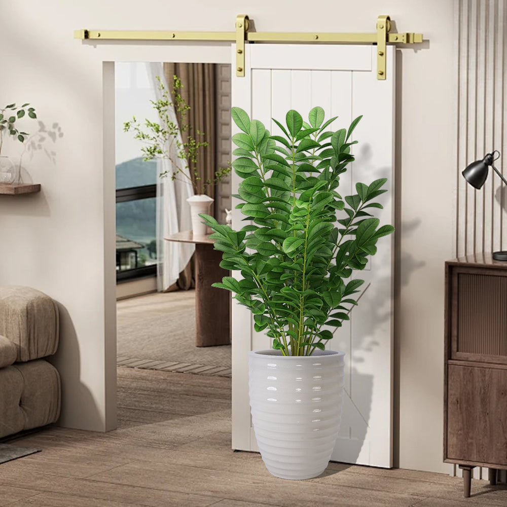 English Elm Ceramic Modern Planter - Elegant Milk White Flowerpot For Indoor & Outdoor Gardens, 21.46Cm W3273P326362