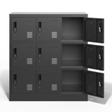 English Elm 9-Door Employee Storage Locker, Metal Lockers For Office, Gym, School, and Homewith Card Slot (Black)